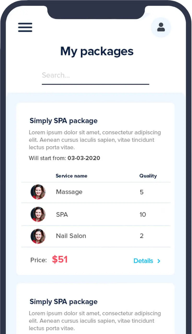 SimplyBook.me packages feature for bundled service offerings.
