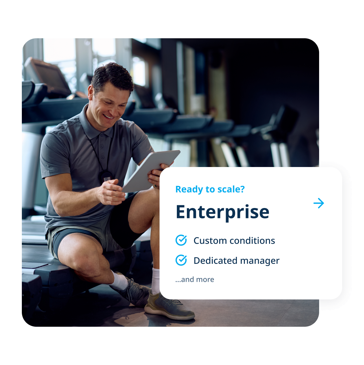The Enterprise plan card showing custom conditions and a dedicated manager